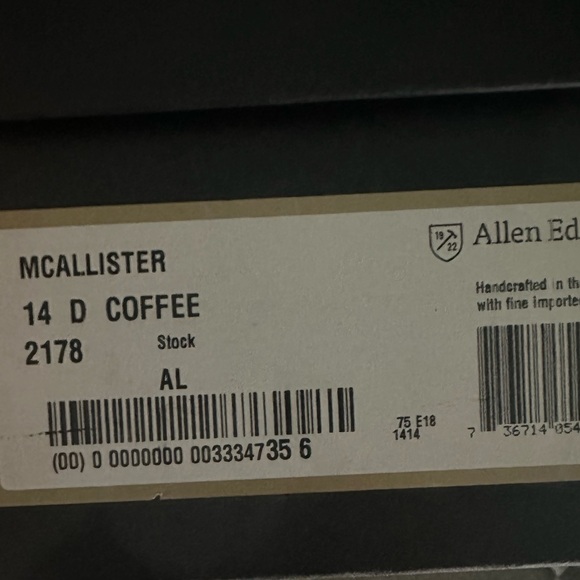 Gently worn Allen  Edmond - Picture 6 of 6